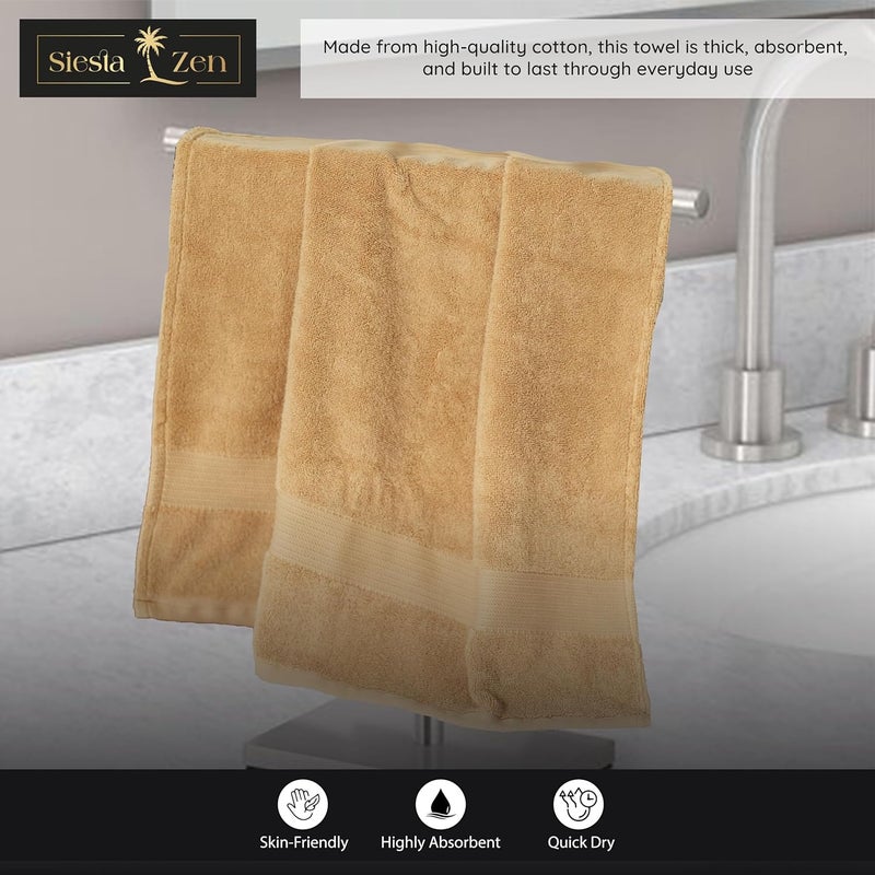 Siesta Zen Premium 100% Egyptian Cotton Bath Sheets - Pack of 2 (Golden Sand, 70x140cm) - Image 4